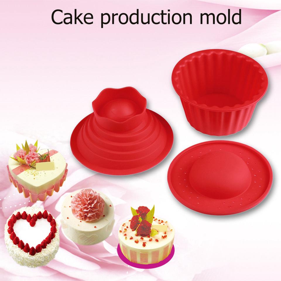 Khuôn silicone lớn dùng nướng bánh cupcake màu đỏ