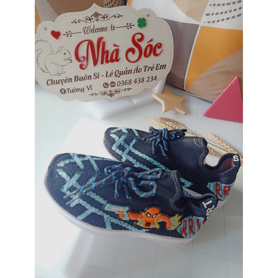 [Ảnh tự chụp] Giày thể thao cổ chun cho bé trai cổ chun, giày siêu nhân cho bé, giày lưới cho bé trai Size 33-38