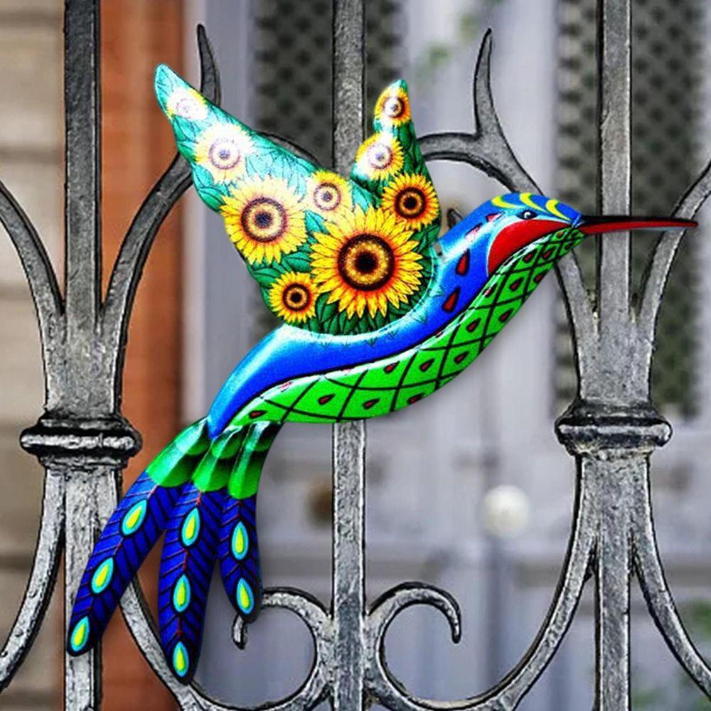 KUNHEV Mô Hình Chim Ruồi / Hoa Mẫu Đơn Bằng Kim Loại Dùng Trang Trí Trong Nhà &amp; Ngoài Trời