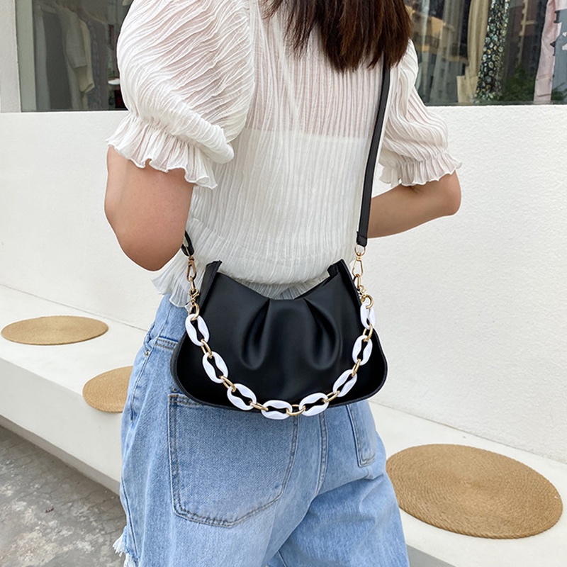 Túi đeo chéo vai IELGY hình đám mây đơn giản có dây xích phong cách Hàn Quốc dành cho nữ