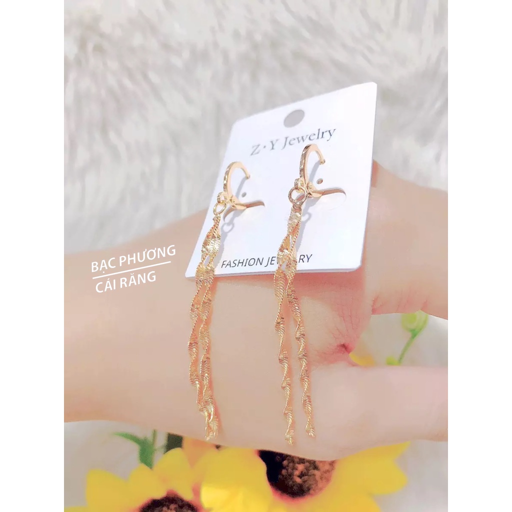 Bông Tai Nữ Kiểu Mì Mạ Vàng 18K Thời Trang