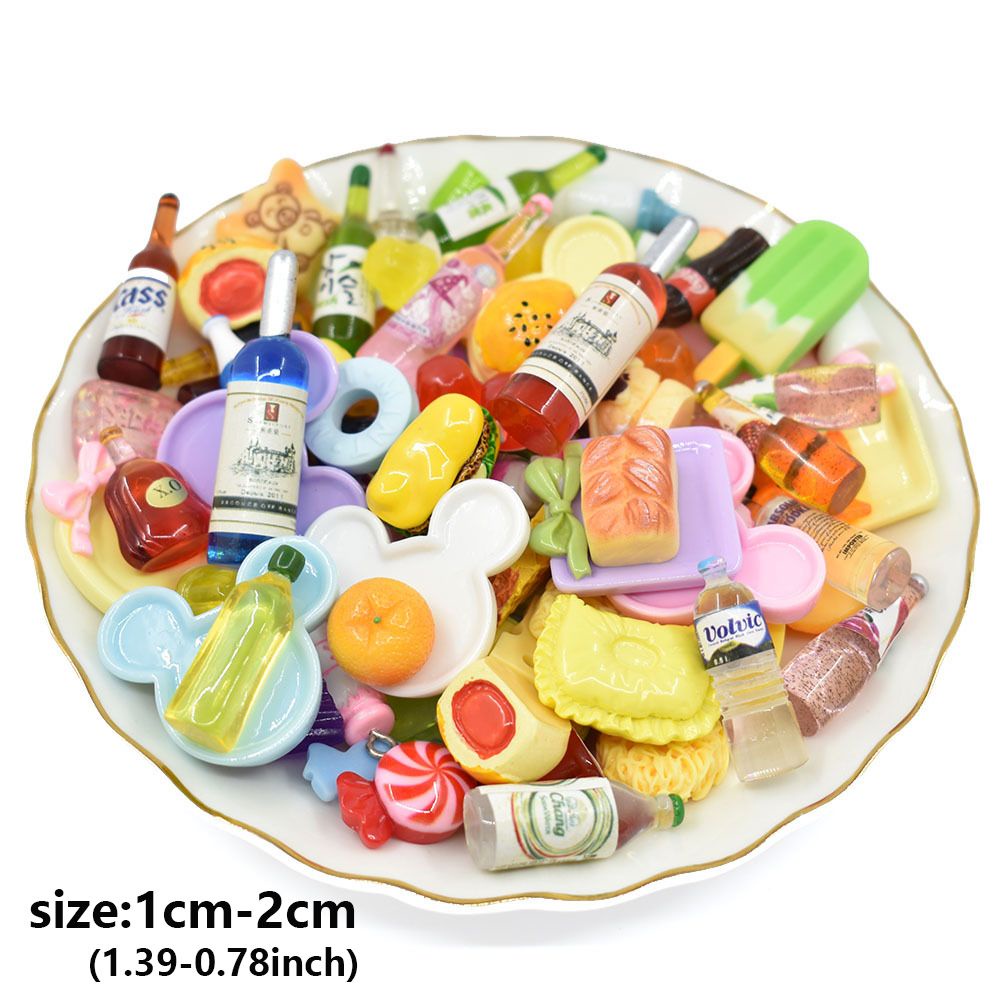 Bộ 500 Mô Hình Đồ Ăn Mini Bằng Nhựa Resin Dễ Thương Trang Trí Bàn Làm Việc