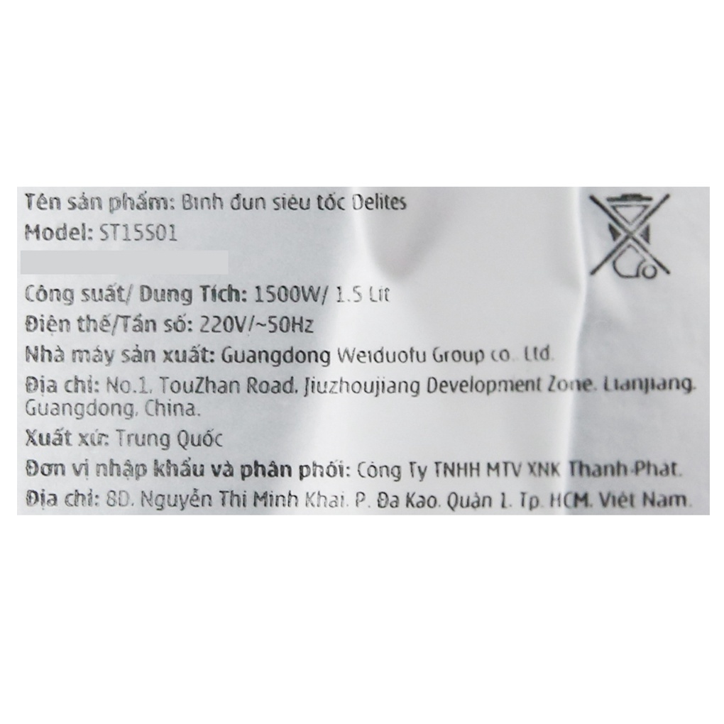 Bình Siêu Tốc Delites 1.5 Lít ST15S01