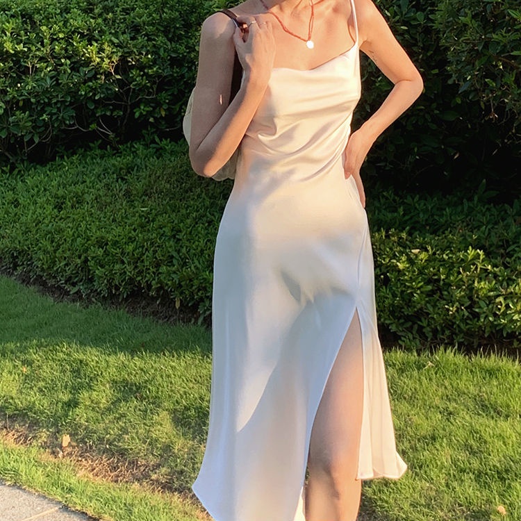 Đầm Hai Dây Dáng Dài Phong Cách Pháp Thời Trang Mùa Hè Cổ Điển Cho Nữ