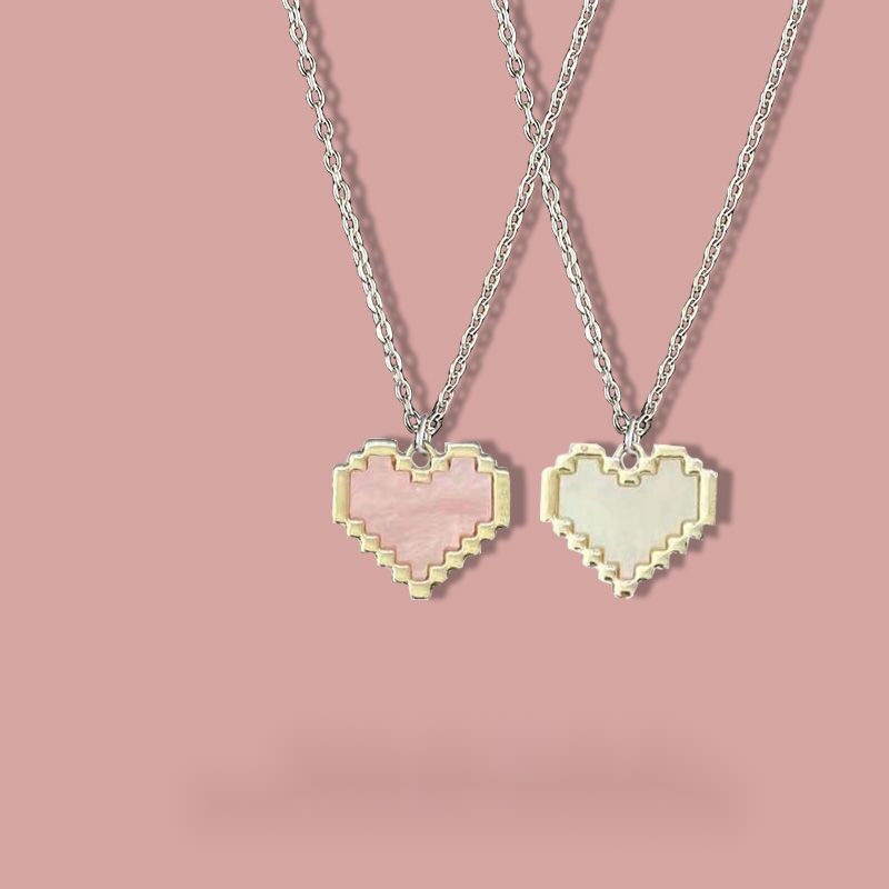 Dây Chuyền Mặt Trái Tim Màu Hồng Dễ Thương Cho Nữ