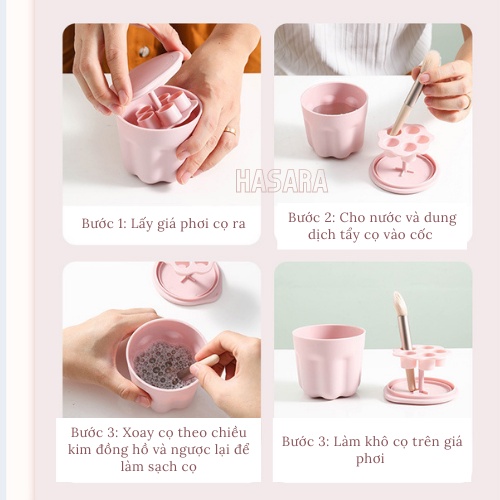 Dụng cụ vệ sinh cọ trang điểm 2 in 1 gồm miếng rửa cọ và giá phơi cọ tiện dụng H002 - Hasara