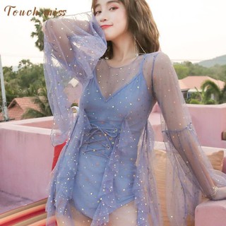 Đồ Tắm Biển Bikini Một Mảnh Kèm Áo Choàng Hình Sao Dễ Thương - HÀNG QUẢNG CHÂU