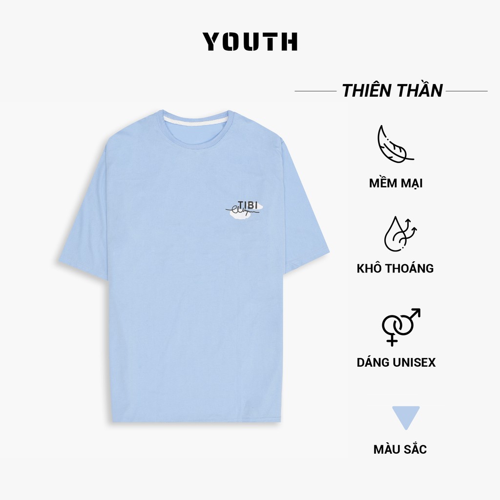 Áo thun nam nữ unisex YOUTH form rộng cổ tròn tay lỡ vải Cotton xịn FreeSize(38-65Kg) - Tibi Thiên Thần - AP9