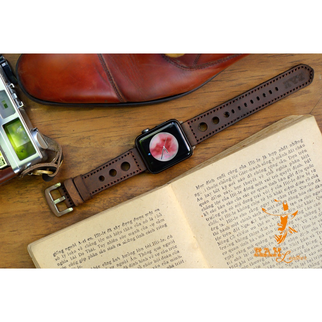 Dây Đồng Hồ Da Thật RAM Leather D1 Da Bò Nâu Đất Thoáng Khí Bền Đẹp