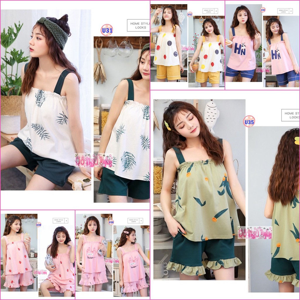 Bộ Ngủ 2 dây dễ thương (thun cotton) U3