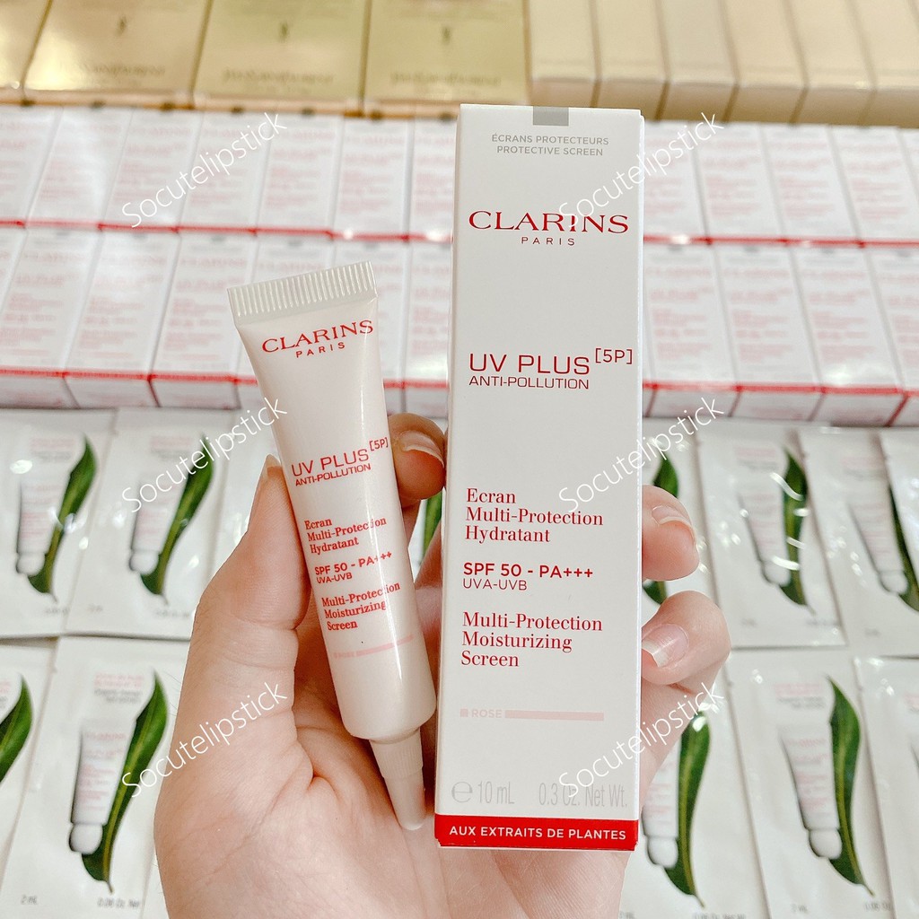 NEW 2021 - Kem chống nắng Clarins UV Plus Anti-Pollution Rosy Glow Minisize 3ml - 10ml