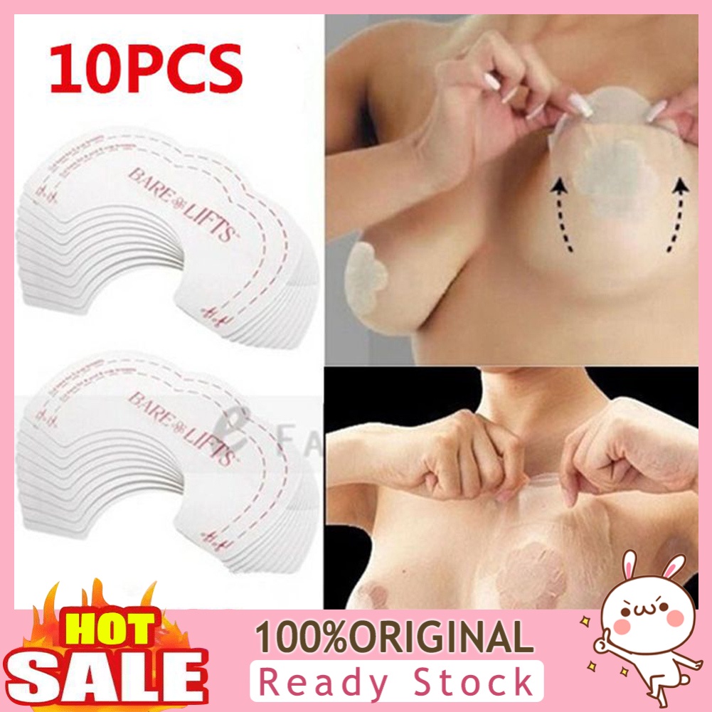 (Hàng Mới Về) Set 10 Miếng Silicone Dán Nâng Ngực Chống Chảy Xệ