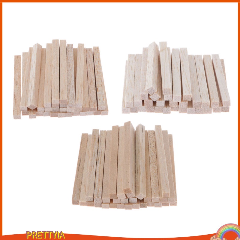 Bộ 30 Thanh Gỗ Balsa Hình Vuông Mini Chưa Sơn Dùng Để Trang Trí
