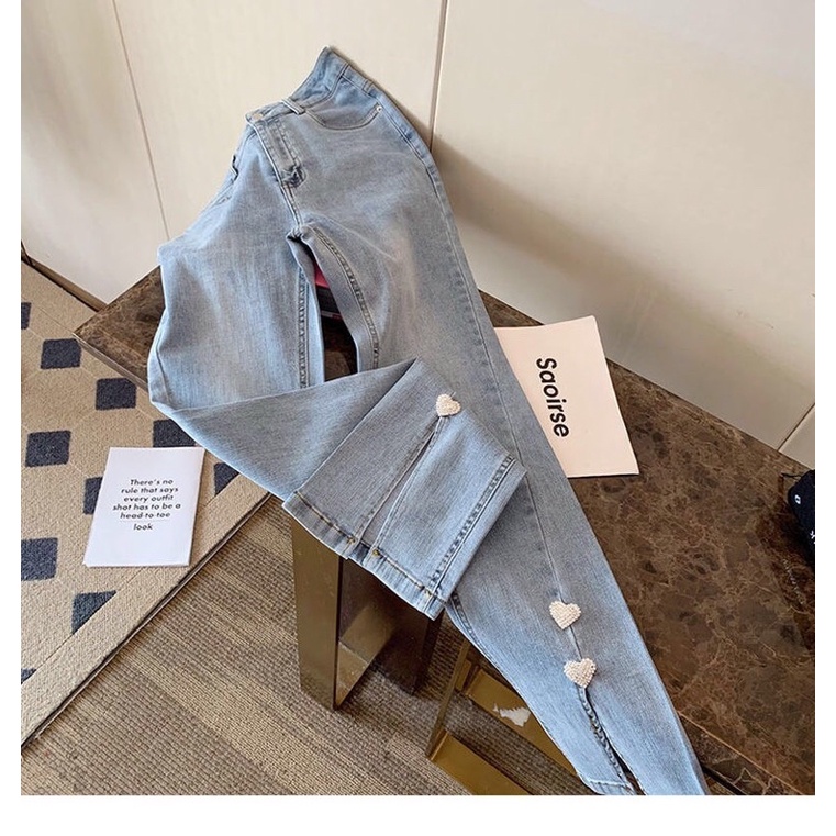 Quần Jeans ống loe xẻ tà mặc tôn dáng, tôn chân order tao