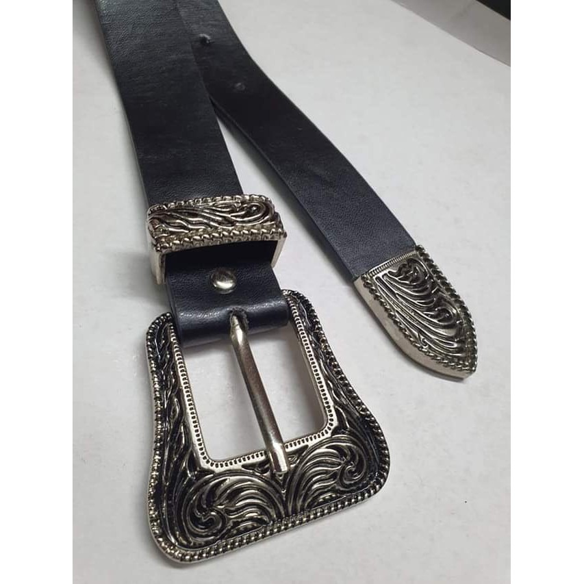 Thắt lưng Saint Laurent - Vuông Đen 3 đai khóa