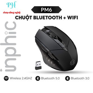 Chuột Không Dây Bluetooth, Wireless 2.4G Inphic PM6 Có Pin Sạc – Chuột Chống Ồn Bấm Siêu Êm Không Cần Thay Pin