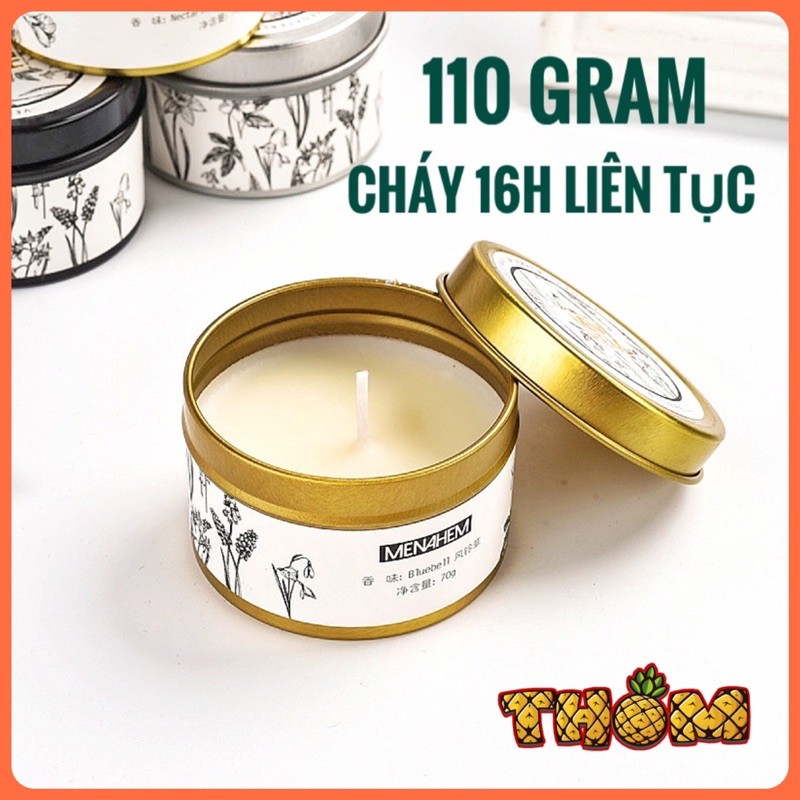 Nến thơm Menahem hộp thiếc M36 chính hãng - Sáp đậu nành 100% Organic - 6 mùi siêu thơm