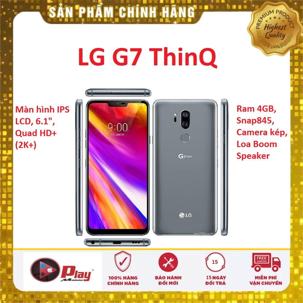 Điện Thoại LG G7 ThinQ, Chip Snapdragon 845 Mạnh Mẽ, Loa Boom Speaker siêu hay- Mua tại Playmobile