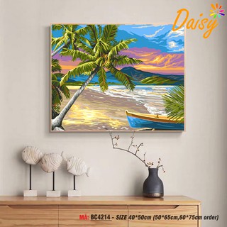 Tranh treo tường tự tô màu số hóa DAISY Tranh Hoàng hôn trên biển BC4214