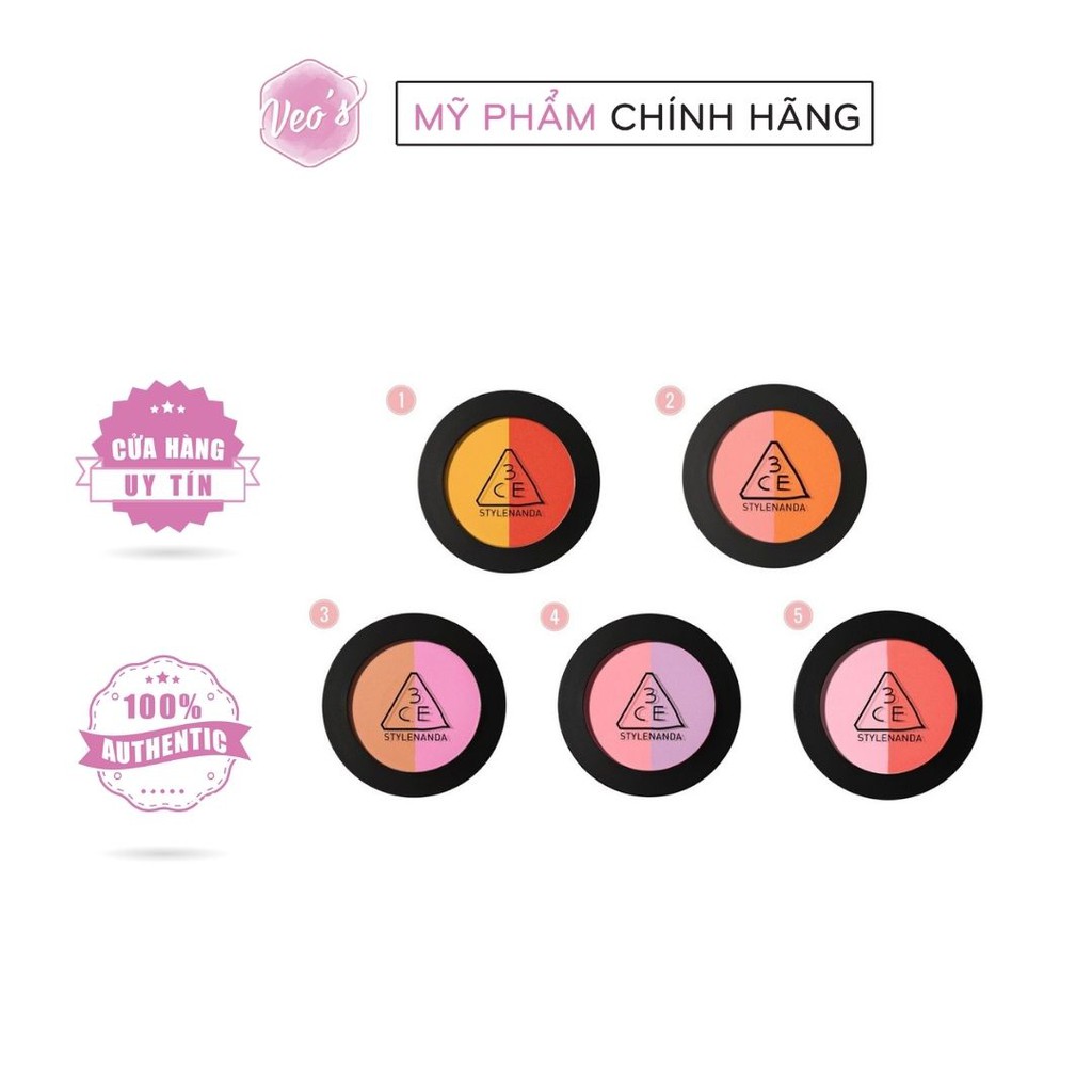 Phấn má hồng 2 màu 3CE Duo Color Face Blush