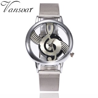 Đồng Hồ Quartz V150 Thiết Kế Hình Nốt Nhạc Chất Liệu Thép Không Gỉ