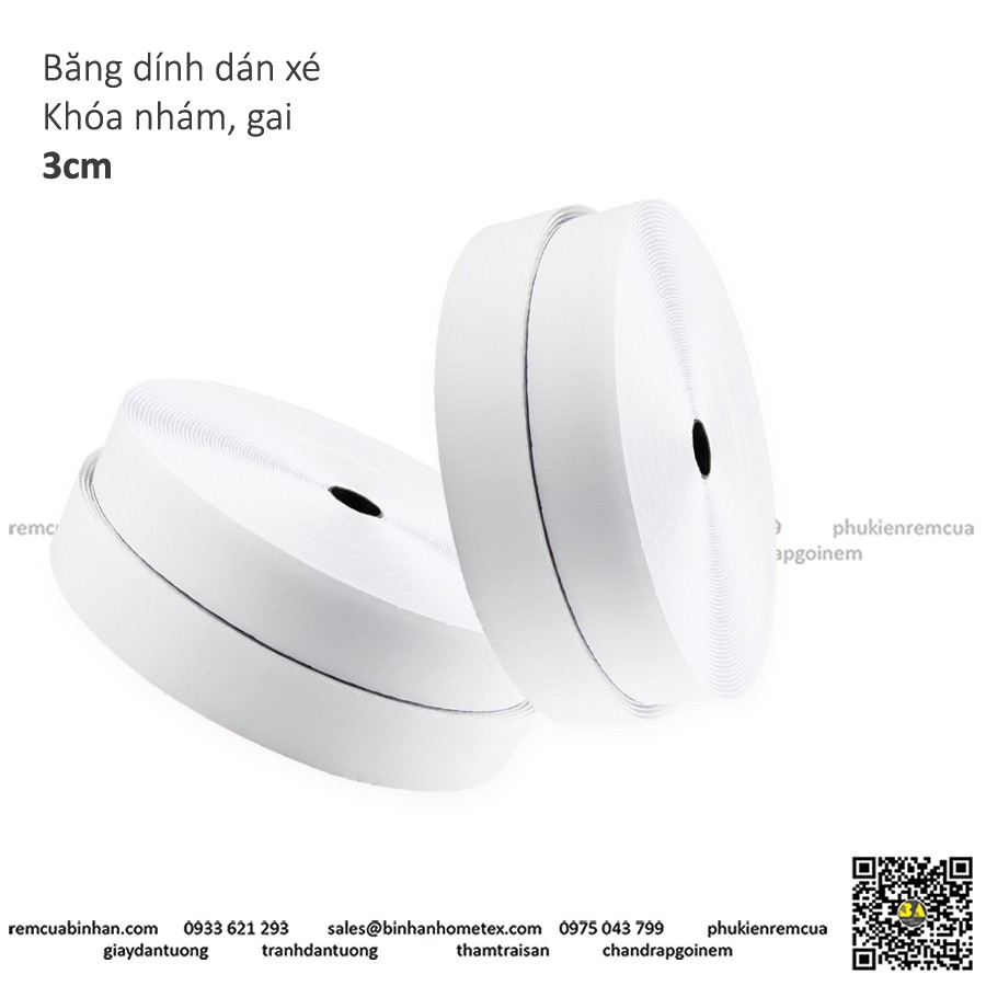 Băng dính gai nhám dán xé (KEO SẴN - Nhiều size) Velcro Băng dán dính may rèm cửa dán vải, dán đồ