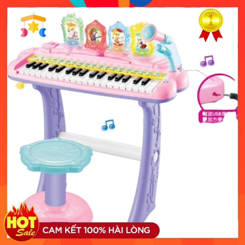 Đồ Chơi Đàn Piano Cao Cấp Có Ghế Ngồi Kèm Micro Chuẩn Âm Cho Bé