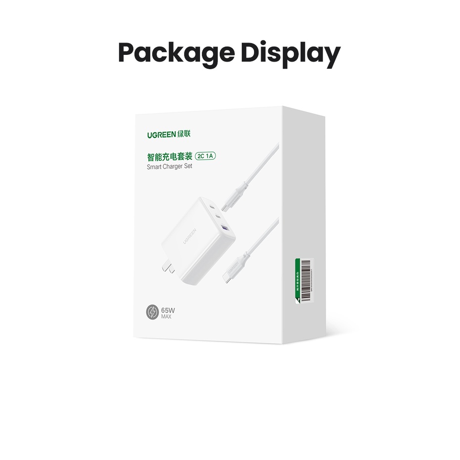 Củ Sạc Nhanh Ugreen 65w PD 3 Cổng CD275 , 2C 1A Sạc Nhanh Laptop Điện Thoại Máy Tính Bảng