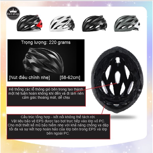 Mũ bảo hiểm xe đạp thể thao Cairbull Thời trang nam nữ đẹp siêu nhẹ_Cair2_KerShop9t