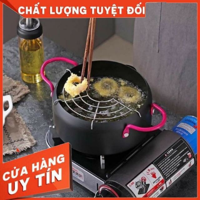 Nồi chiên lọc dầu xuất nhật dùng bếp ga, bếp từ, bếp hồng ngoại - Kèm khay hứng