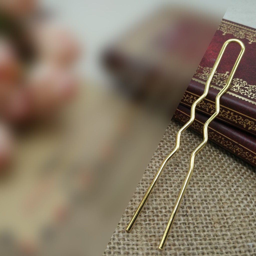 1 cán trâm chữ U gợn sóng 100mm nguyên liệu làm trâm làm trang sức cổ trang