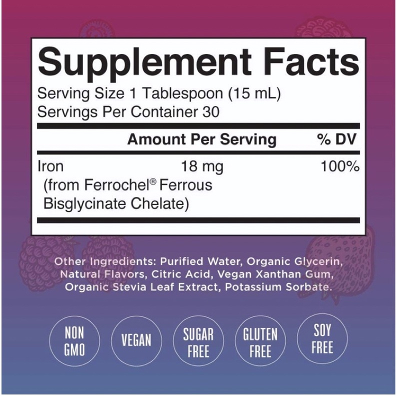 Sắt hữu cơ thuần chay Mary Ruth’s Liquid Iron Supplement cho gia đình 450ml USA