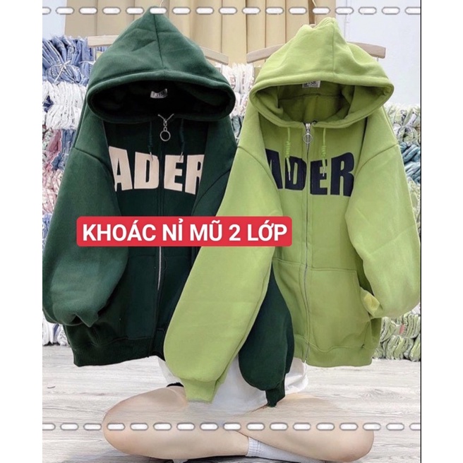 Áo Khoác ADER Nỉ Mũ 2 Lớp Siêu Dày Dặn Form Thụng Unisex nam Nữ