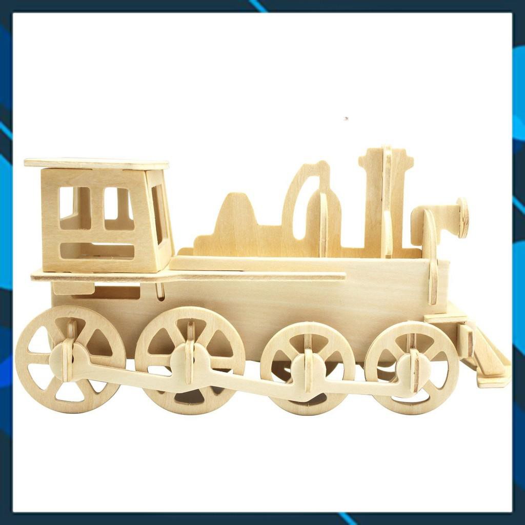 Mô hình nhà búp bê gỗ DIY Đồ chơi xếp hình đầu máy xe lửa 3D Puzzle Wooden HPM5302 Toy World