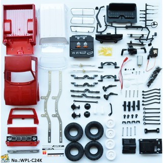 Bộ KIT: Xe ô tô bán tải WPL C24 – 2 cầu Offroad 4×4 1:16 (Màu đỏ)