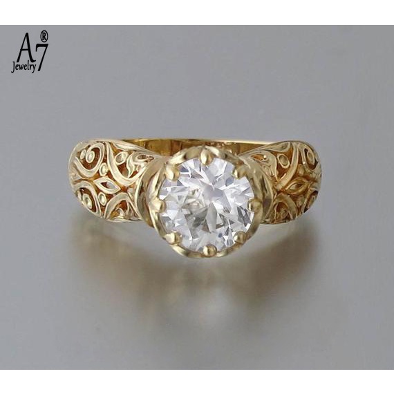 (MỚI) Nhẫn khảm đá Moissanite mạ vàng 18K
