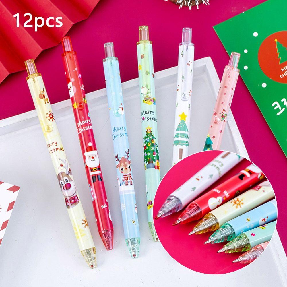 Bộ 12 Bút Mực Đen Ngòi 0.5mm Chủ Đề Giáng Sinh