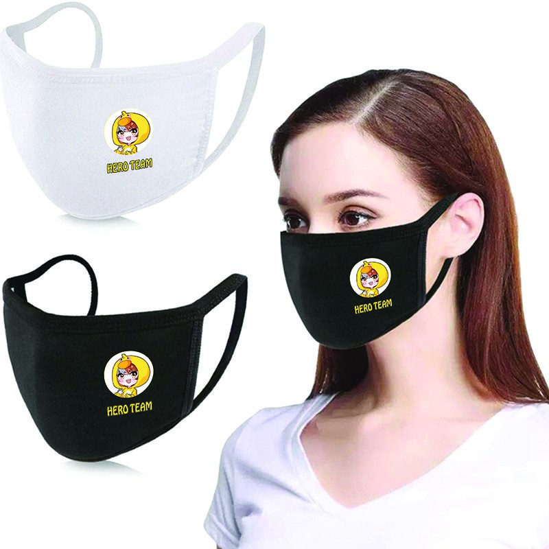Khẩu trang in hình HERO TEAM Mr Vịt Mèo Simmy Phong Cận Siro Kairon Timmy Kamui Sammy Đào anime chibi chống bụi