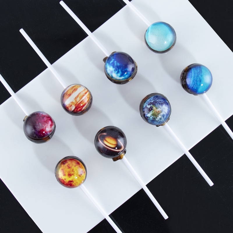 Kẹo mút 3d in hình Bầu trời đầy sao, vũ trụ hành tinh, kẹo mút siêu anh hùng, giáng sinh.