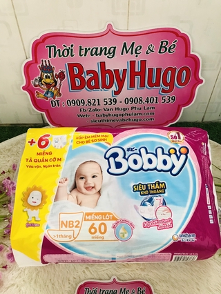[Tặng 6 miếng] Miếng Lót Sơ Sinh Bobby Nb2 60Miếng