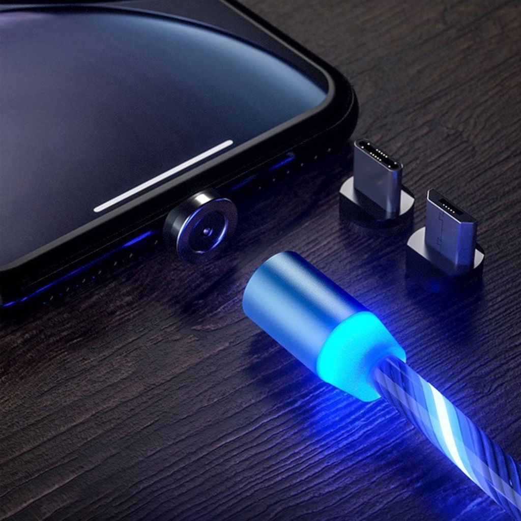 Đầu cắm/ Dây cáp sạc Micro USB Type C 8pin 2A có đèn LED và nam châm cho điện thoại tùy chọn màu sắc