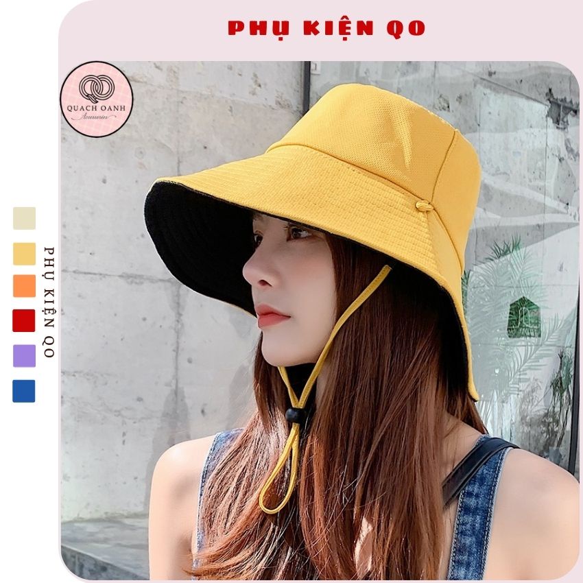 Mũ bucket tai bèo rộng vành trơn có quai unisex – MU67