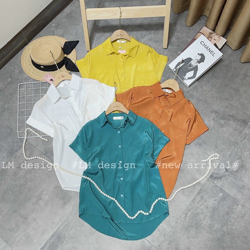Áo sơ mi sát nách 2 túi tay hến màu xinh