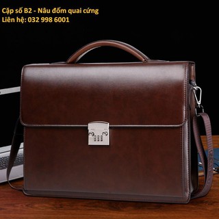 [CẶP SÔ] Cặp da khóa số nam siêu bền B2 nâu