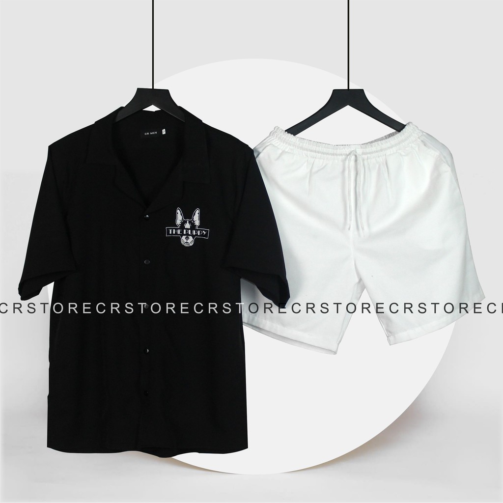 Áo sơ mi tay ngắn Cổ DANTON - VEST đen PUPPY . Sơ mi tay lỡ unisex nam nữ trơn vải lụa mềm SMNT629 | BigBuy360 - bigbuy360.vn