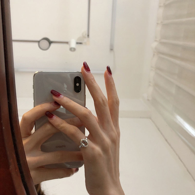 Nhẫn Đeo Tay Bằng Kim Loại Mạ Bạc Phong Cách Vintage Thời Trang Có Thể Điều Chỉnh Cho Nữ