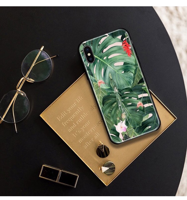 Ốp Lưng Kính Bóng Lá Cọ 13ProMax 12ProMax 11ProMax XSMAX X XS 7Plus FUKISHOP