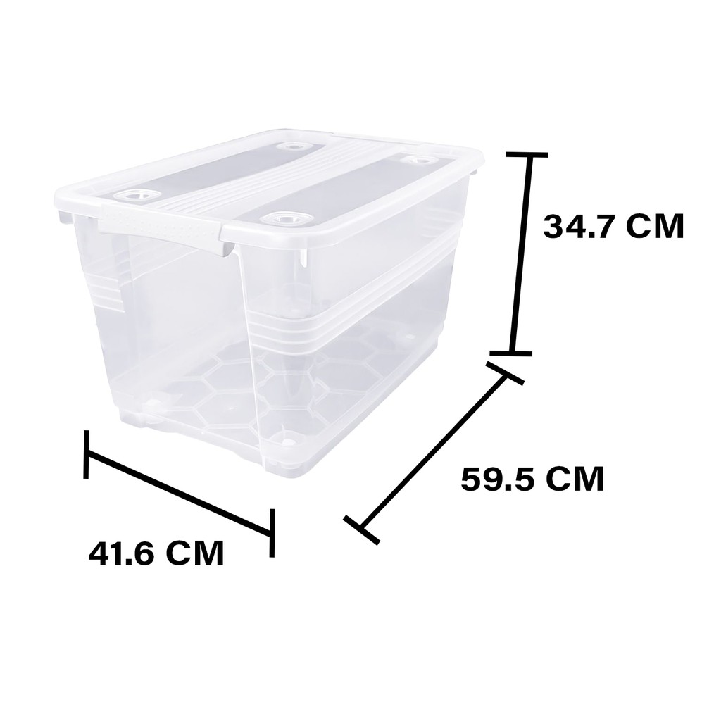 HomeBase STACKO thùng nhựa đựng đồ có nắp Thái Lan W59.5xD41.6xH34.7 Cm 55L Trắng trong