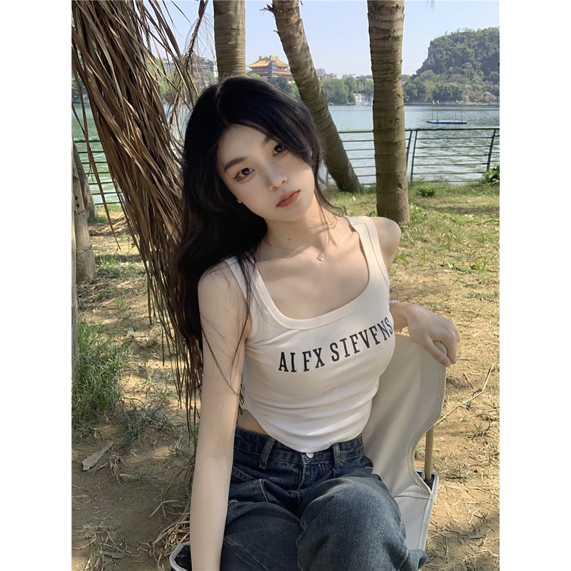 622010#Áo Thun Thể Thao Hai Dây Dáng Ôm Thời Trang Mùa Hè Quyến Rũ Dành Cho Nữ