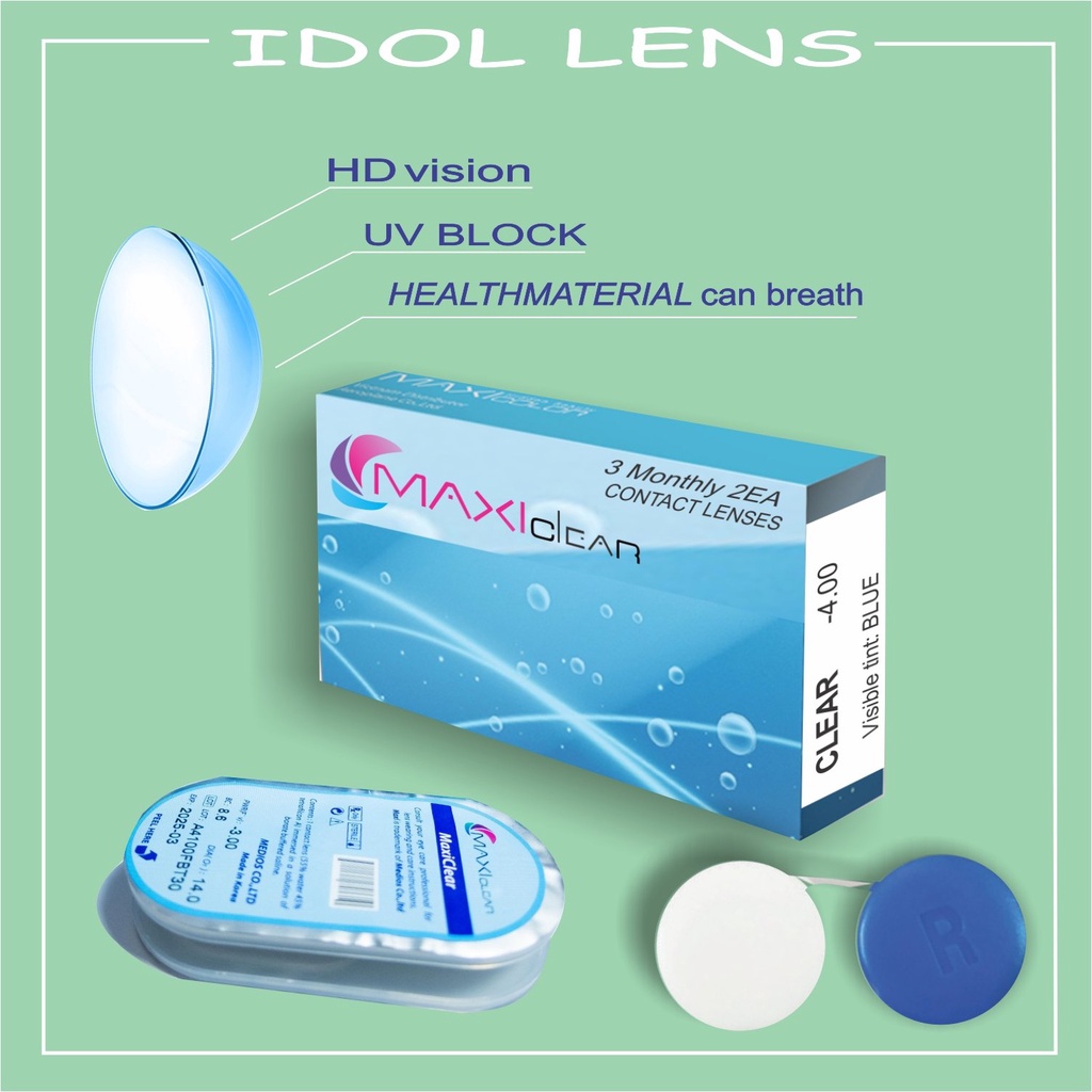 Lens cận trong suốt MAXIclear Hàn Quốc, hạn dùng 3 tháng, đường kính 14.0mm SIÊU ÊM
